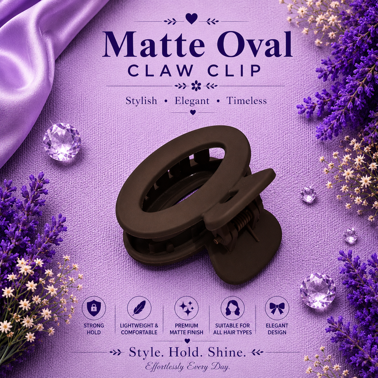 Matte Oval Claw Clips